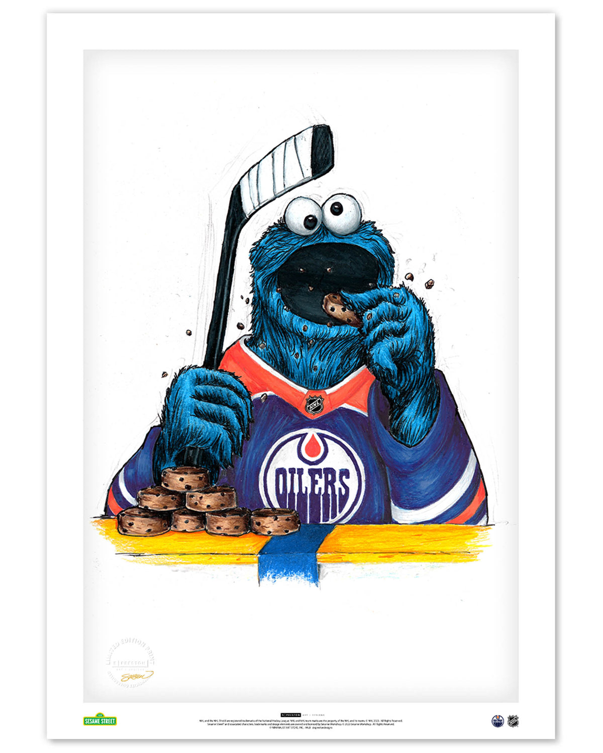 Cookie Monster x NHL Oilers  Limited Edition Fine Art Print