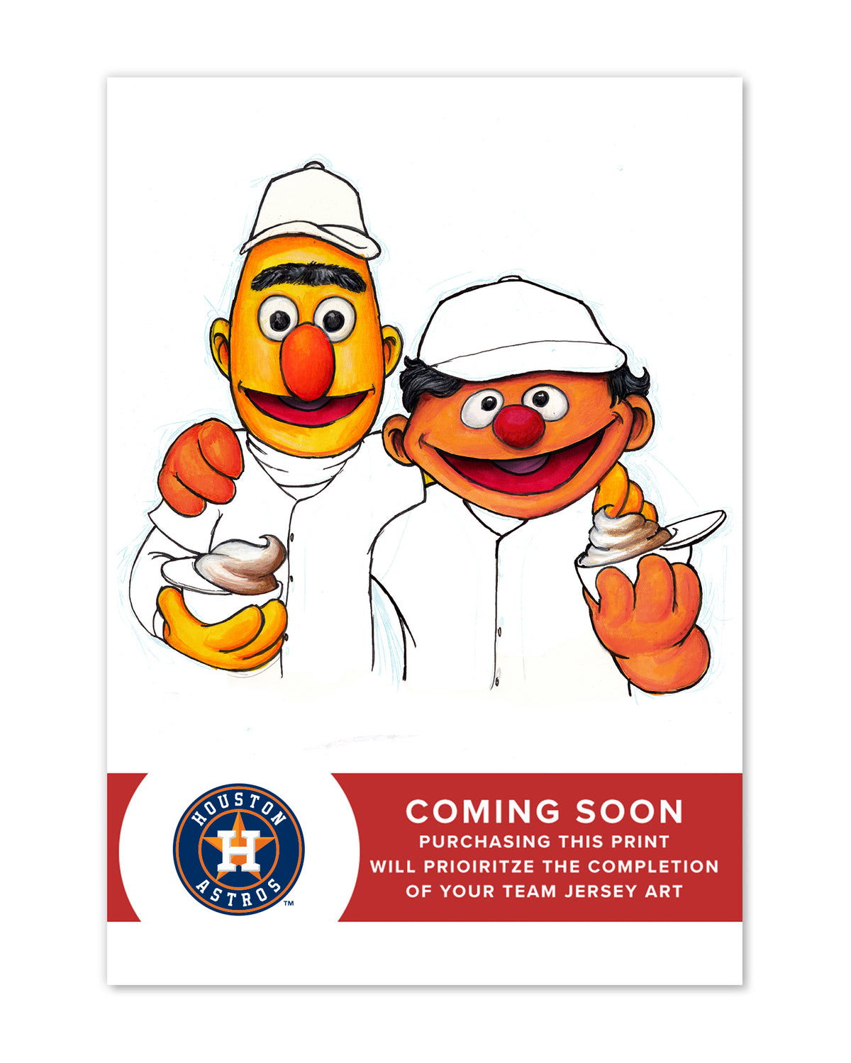 Bert and Ernie x MLB Astros Limited Edition Fine Art Print