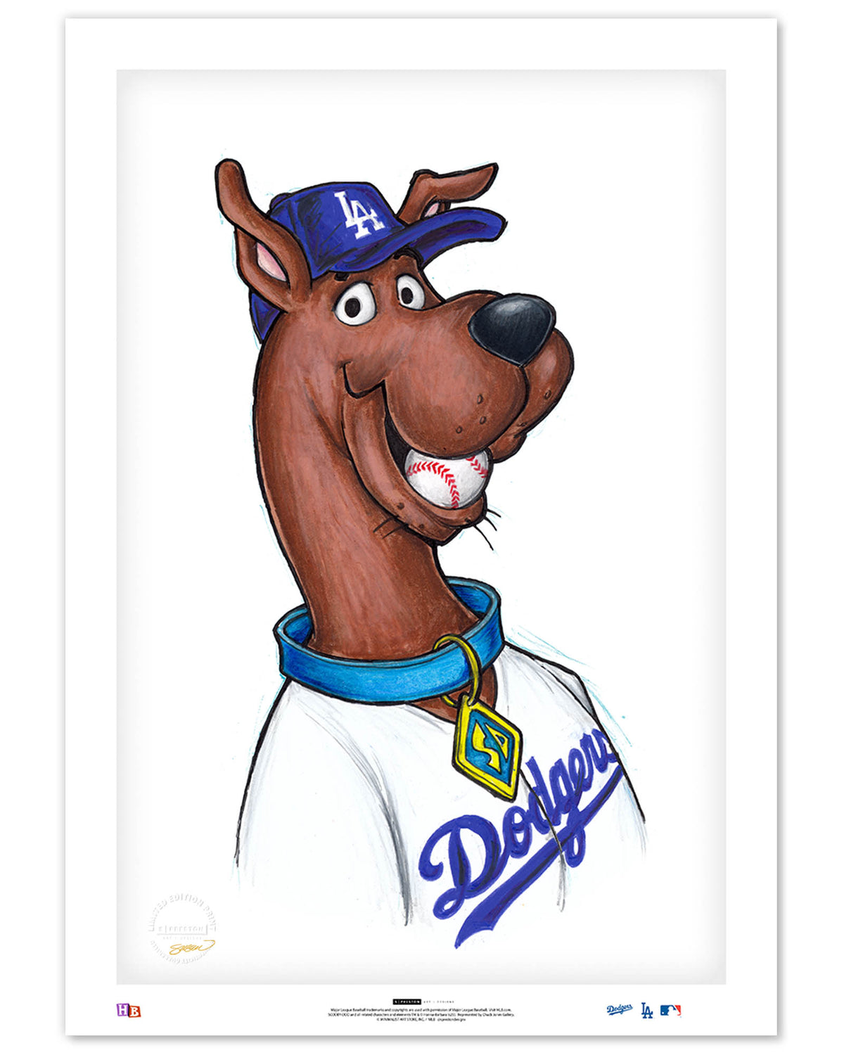 Scooby Doo x MLB Dodgers Limited Edition Fine Art Print