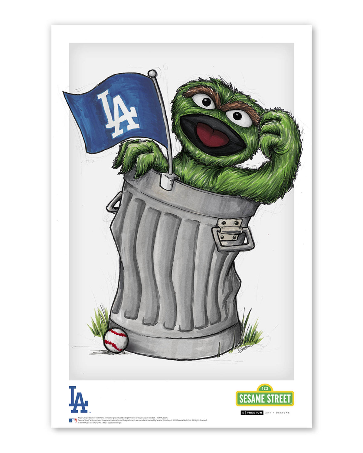 Oscar the Grouch x MLB Dodgers Poster Print