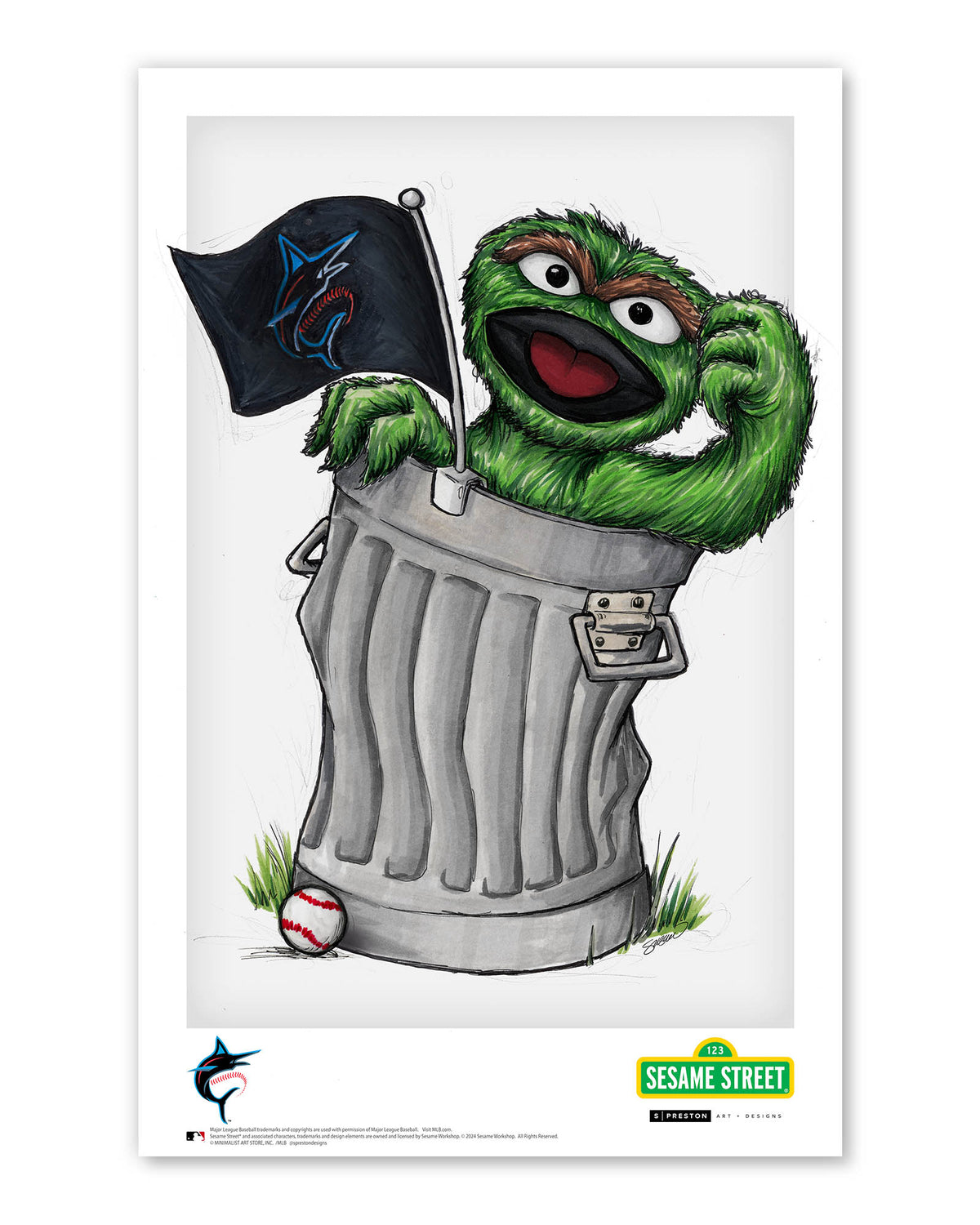 Oscar the Grouch x MLB Marlins Poster Print