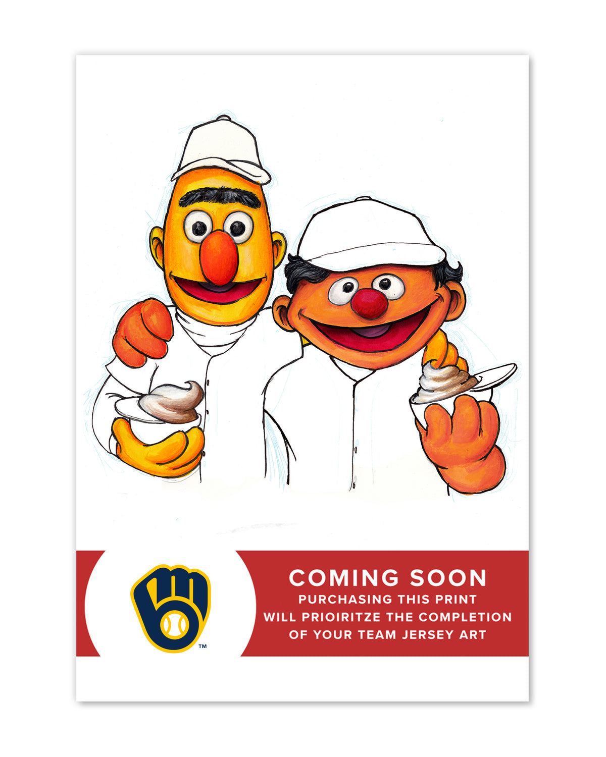 Bert and Ernie x MLB Brewers Limited Edition Fine Art Print