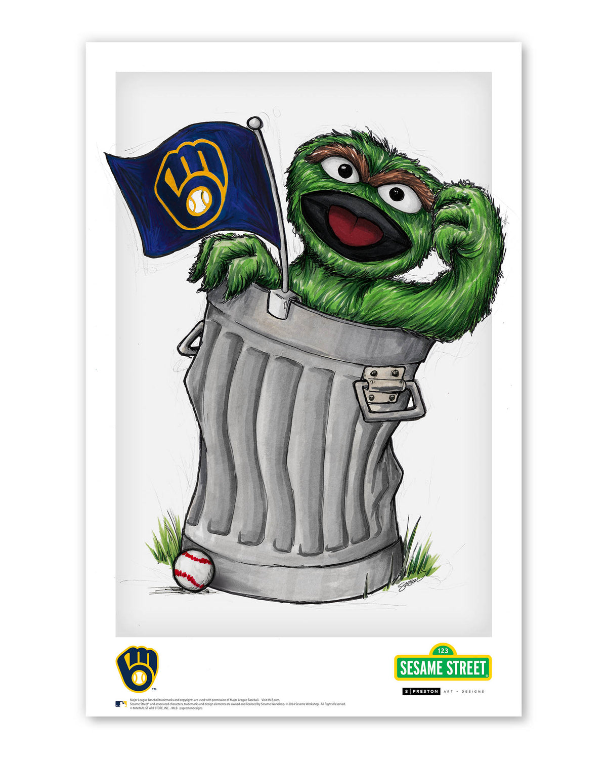 Oscar the Grouch x MLB Brewers Poster Print