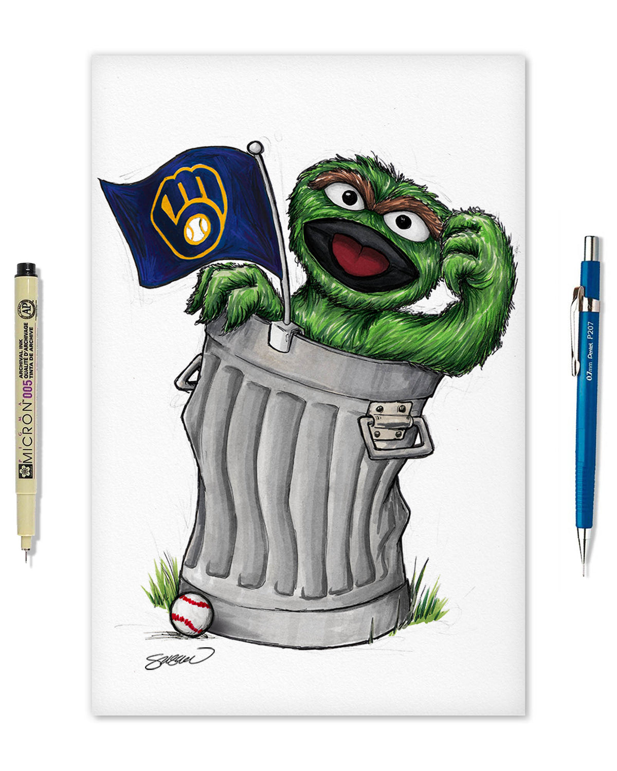 Oscar Rep Your Colours x MLB Brewers Limited Edition Fine Art Print