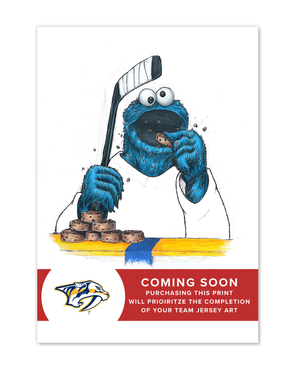 Cookie Monster x NHL Predators Limited Edition Fine Art Print