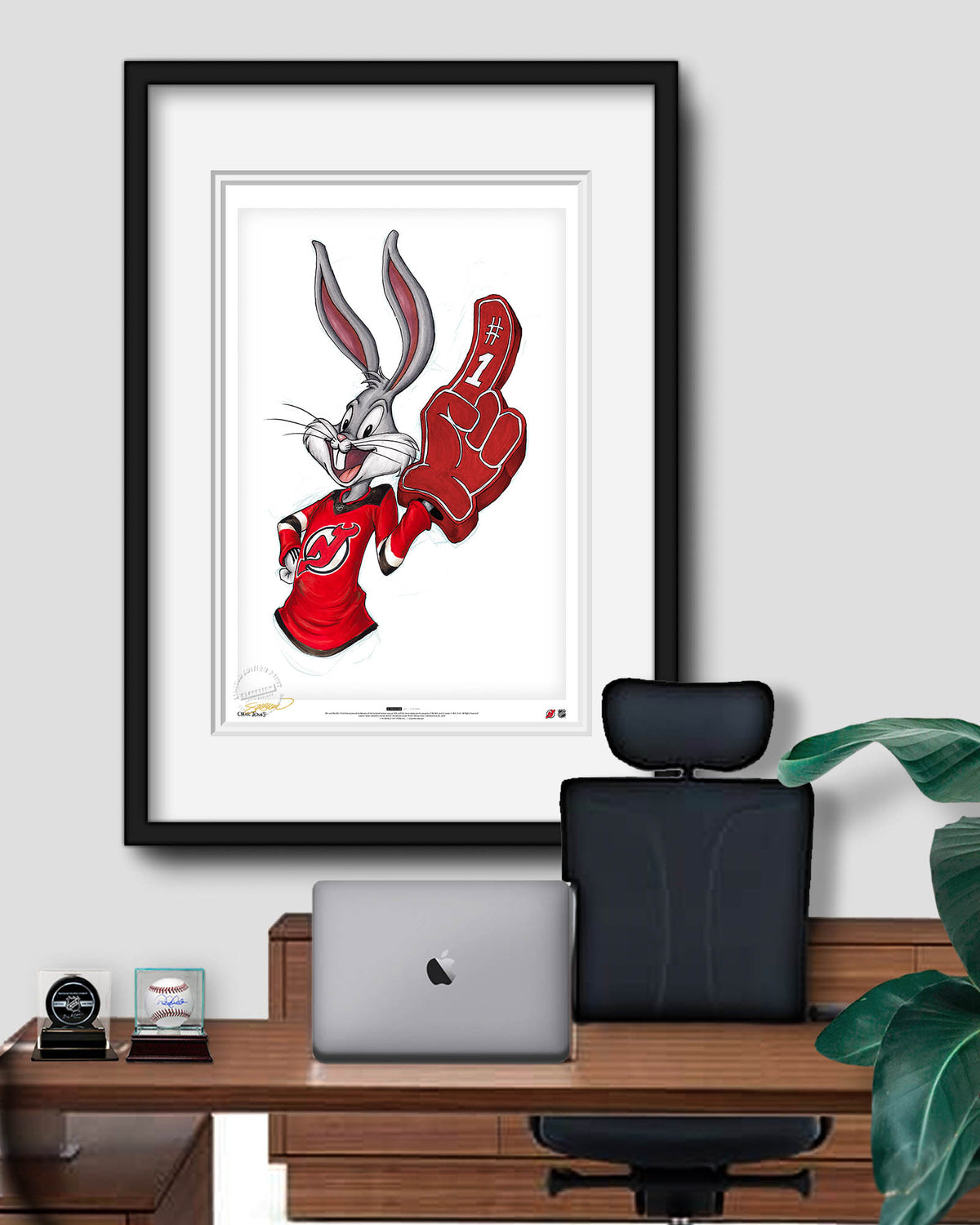 Rabbit Hockey Fan x NHL Devils Bugs Bunny Limited Edition Fine Art Print