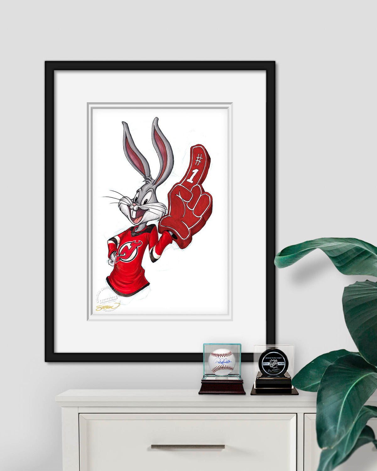 Rabbit Hockey Fan x NHL Devils Bugs Bunny Limited Edition Fine Art Print