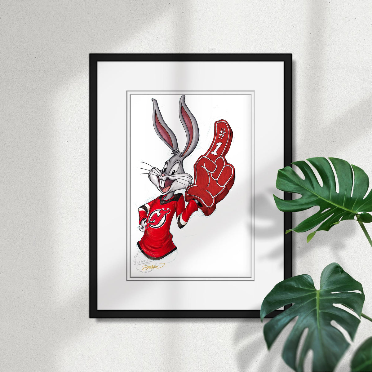 Rabbit Hockey Fan x NHL Devils Bugs Bunny Limited Edition Fine Art Print