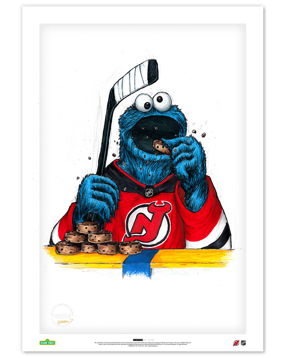 Cookie Monster x NHL Devils Limited Edition Fine Art Print