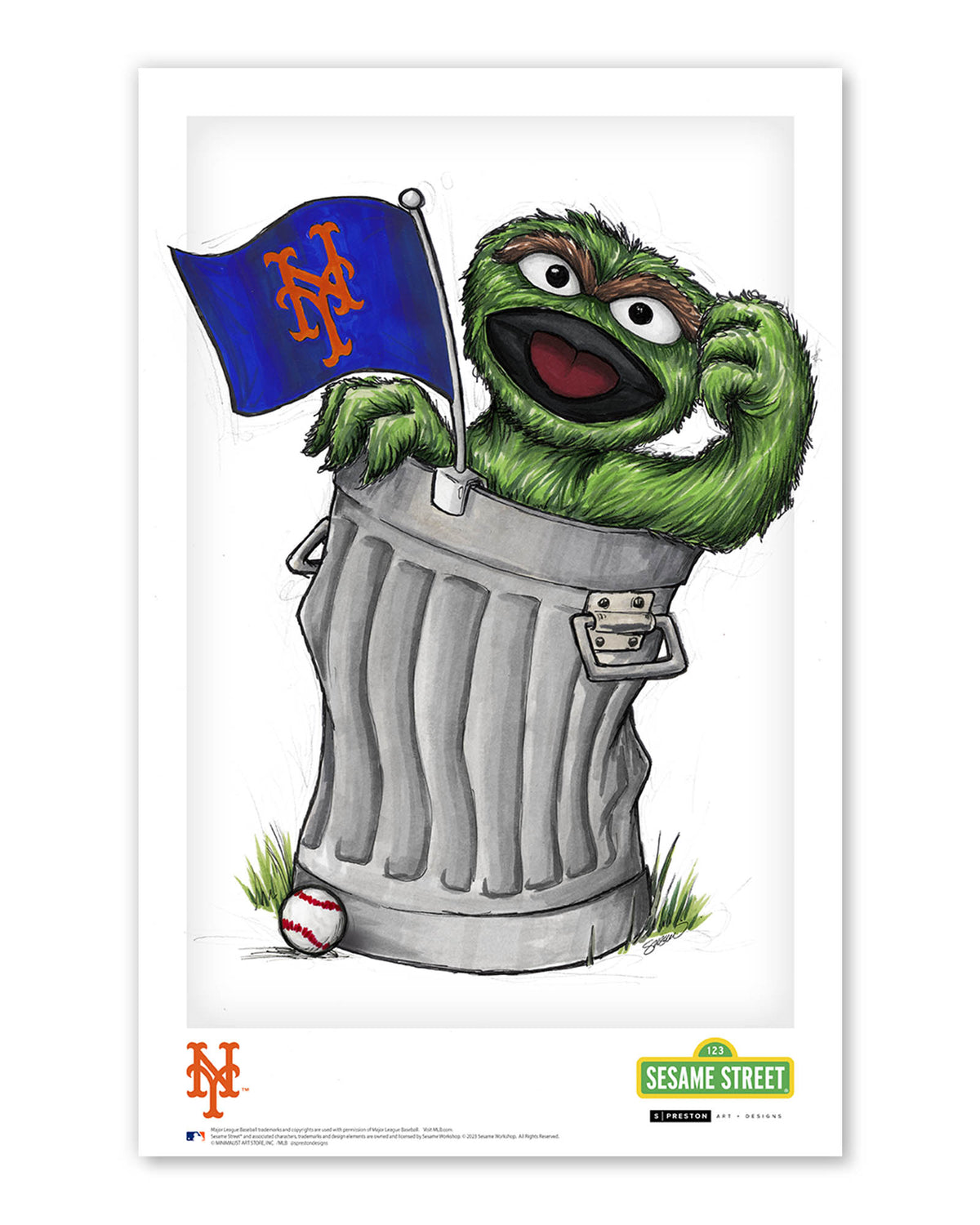 Oscar the Grouch x MLB Mets Poster Print