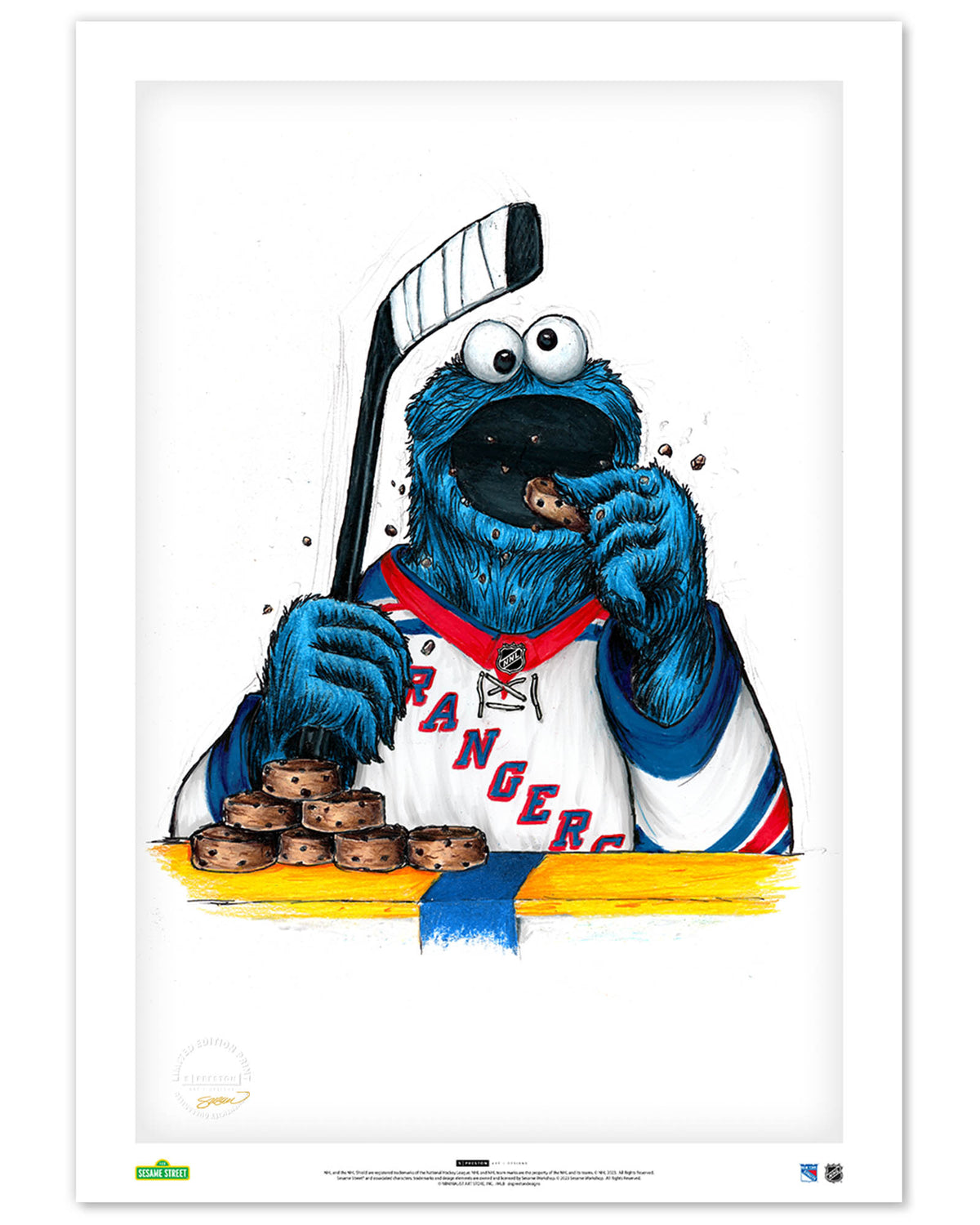 Cookie Monster x NHL Rangers Limited Edition Fine Art Print