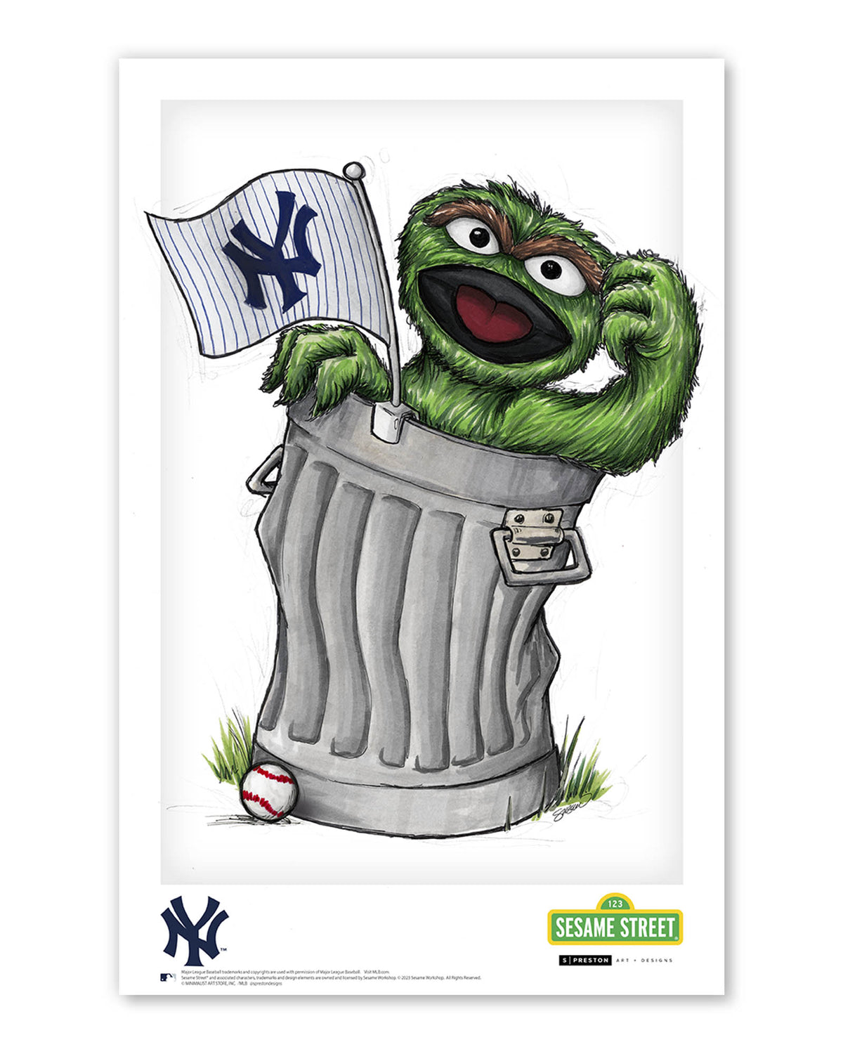 Oscar the Grouch x MLB Yankees Poster Print