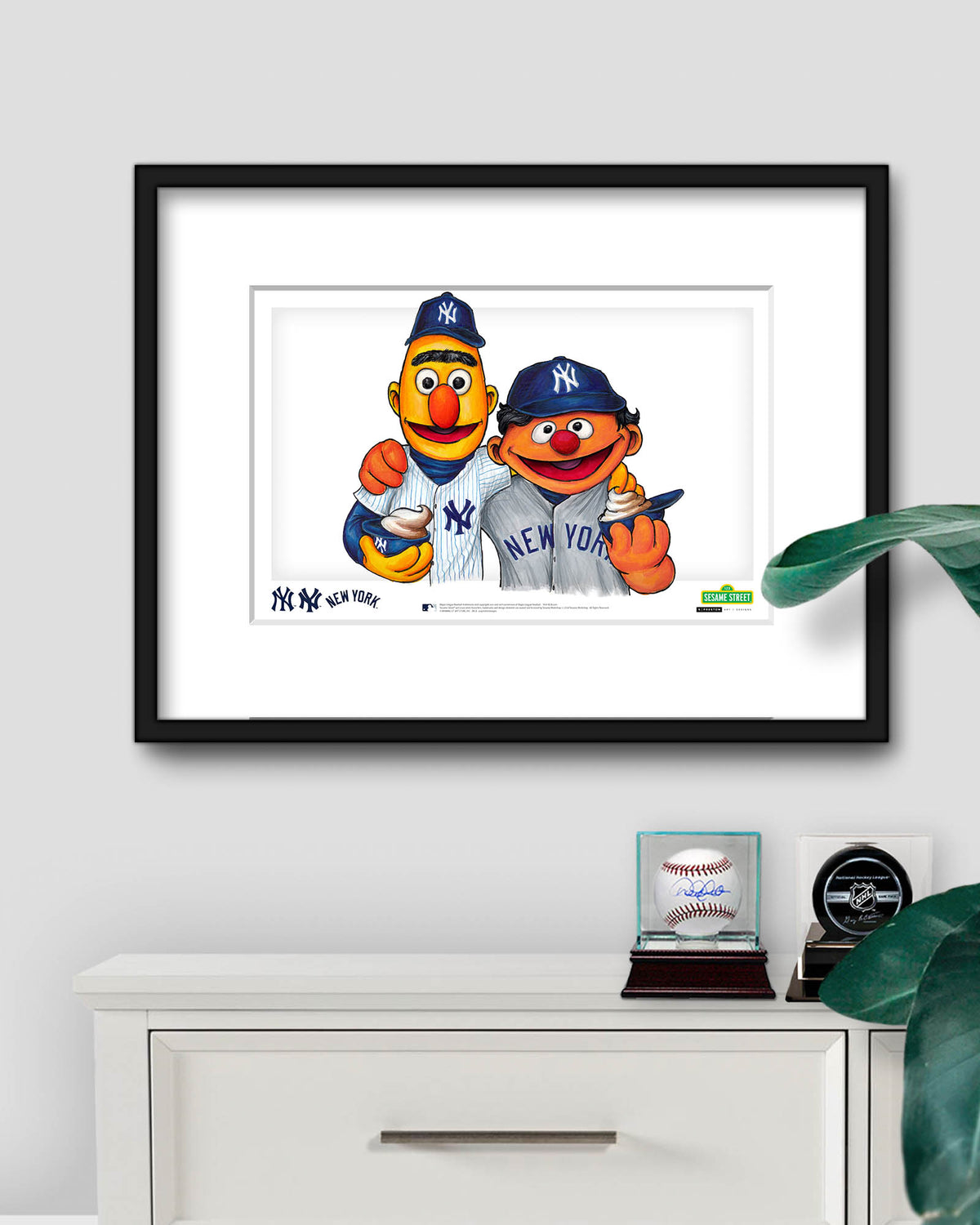 Bert and Ernie x MLB Yankees Limited Edition Fine Art Print
