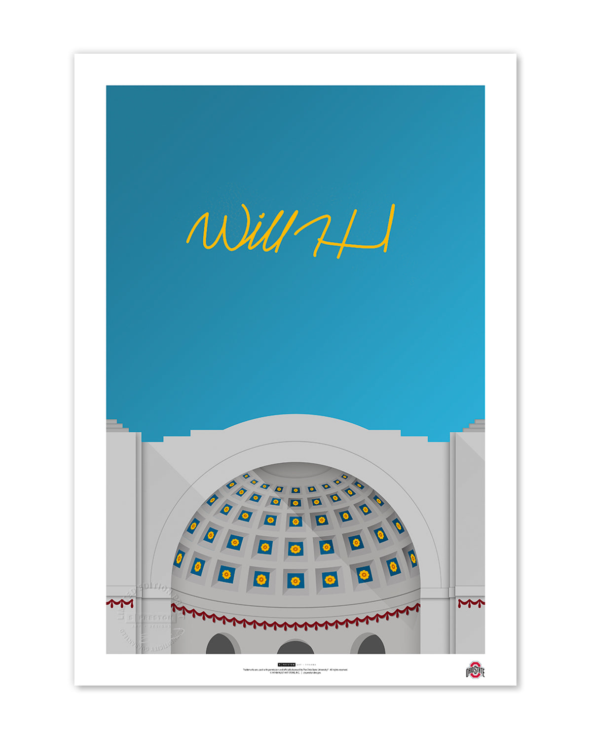 Minimalist Ohio Stadium - Autographed - Will Howard - Authenticated