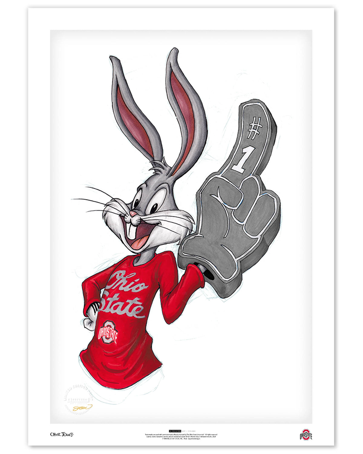 Rabbit Hockey Fan x Ohio State Bugs Bunny Limited Edition Fine Art Print