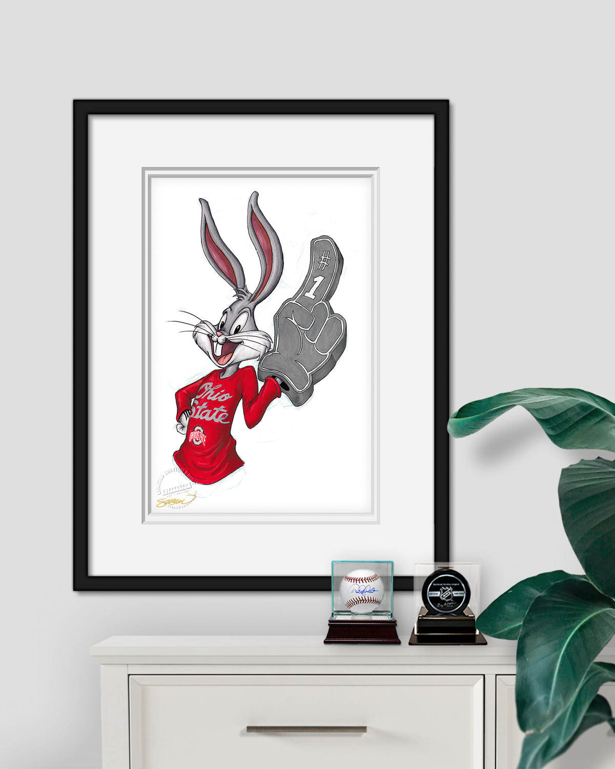 Rabbit Hockey Fan x Ohio State Bugs Bunny Limited Edition Fine Art Print