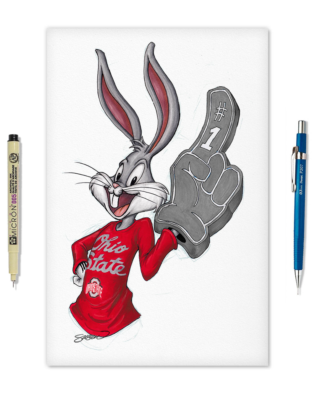 Rabbit Hockey Fan x Ohio State Bugs Bunny Limited Edition Fine Art Print