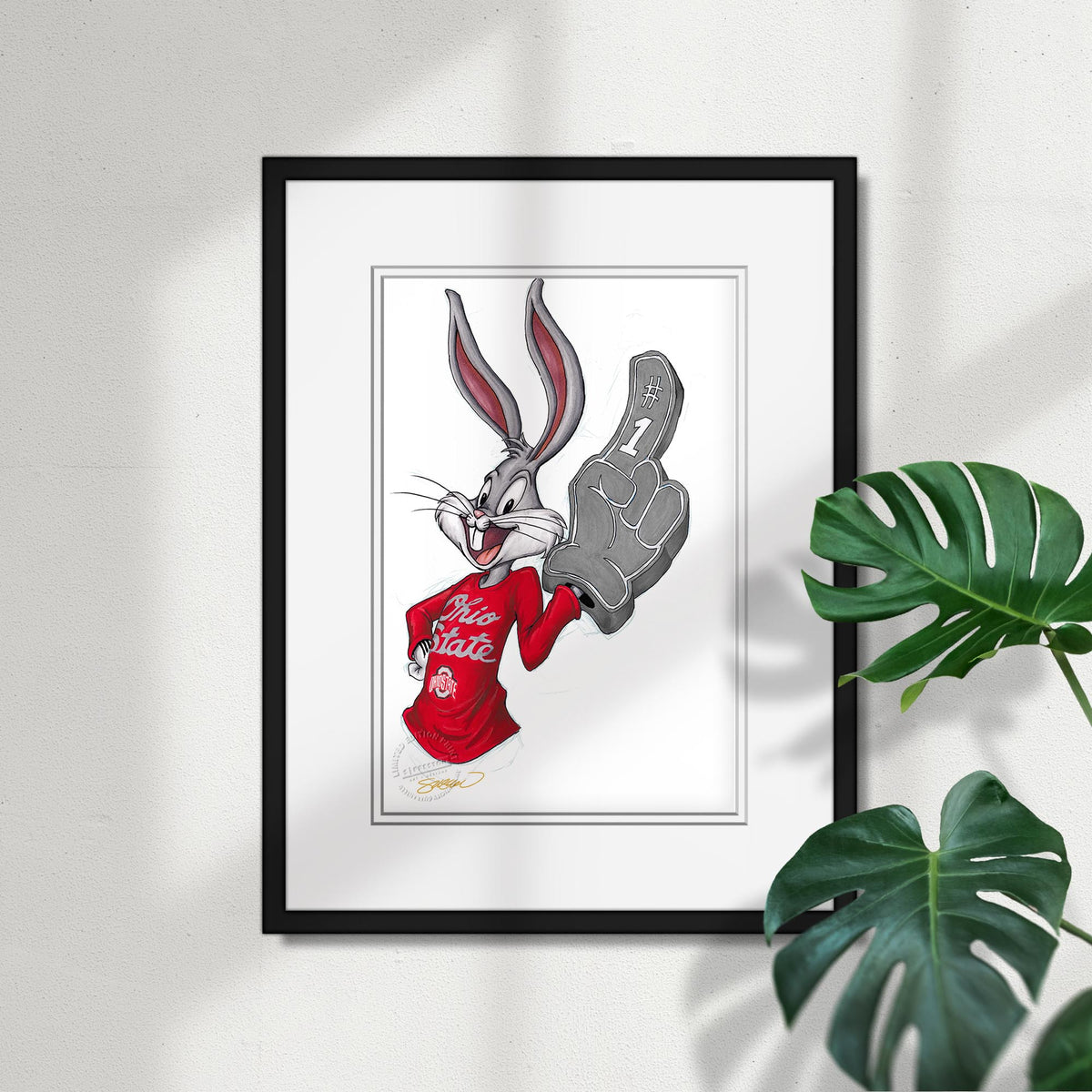 Rabbit Hockey Fan x Ohio State Bugs Bunny Limited Edition Fine Art Print