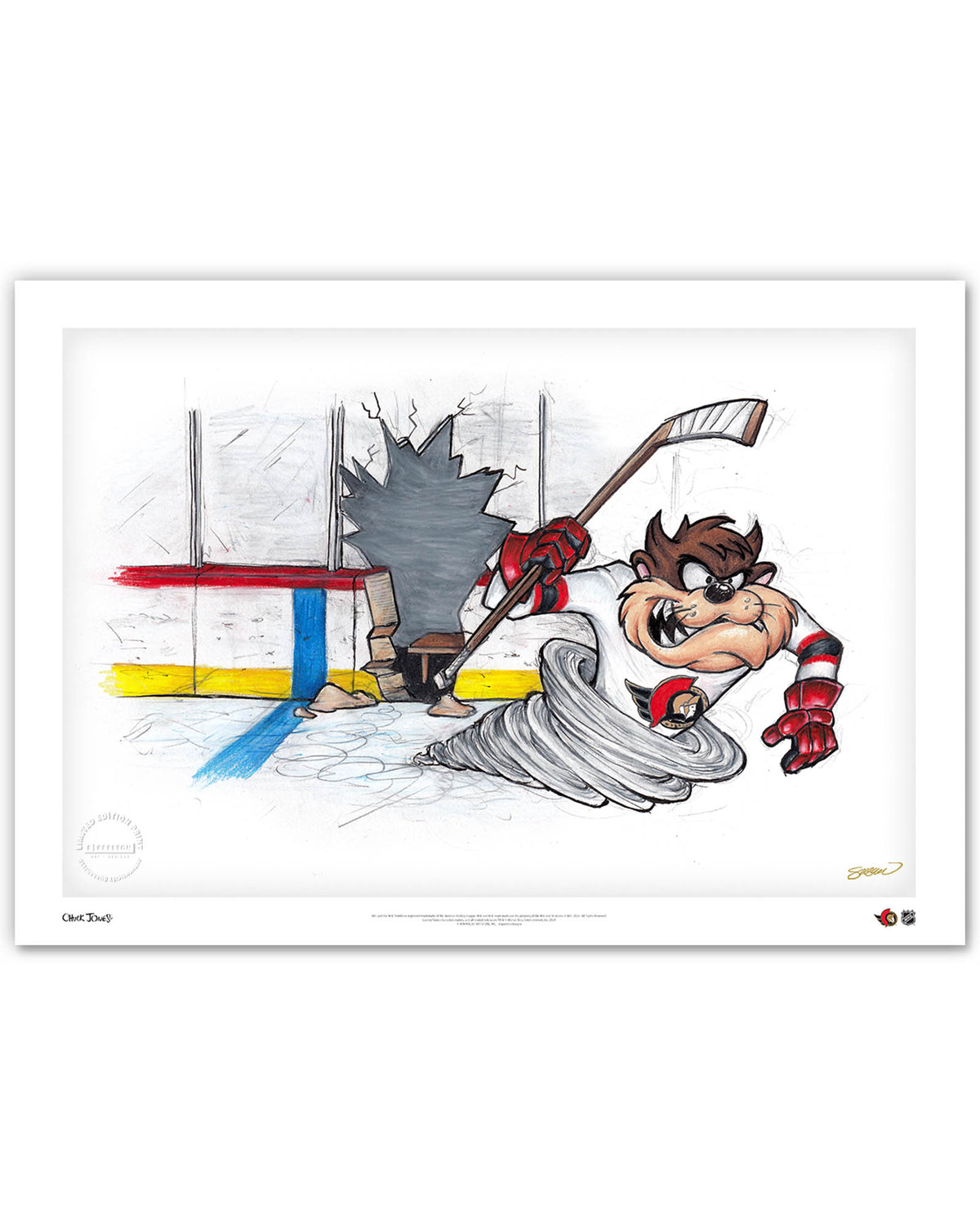 Tazmanian Line Change x NHL Senators Tazmanian Devil Limited Edition Fine Art Print