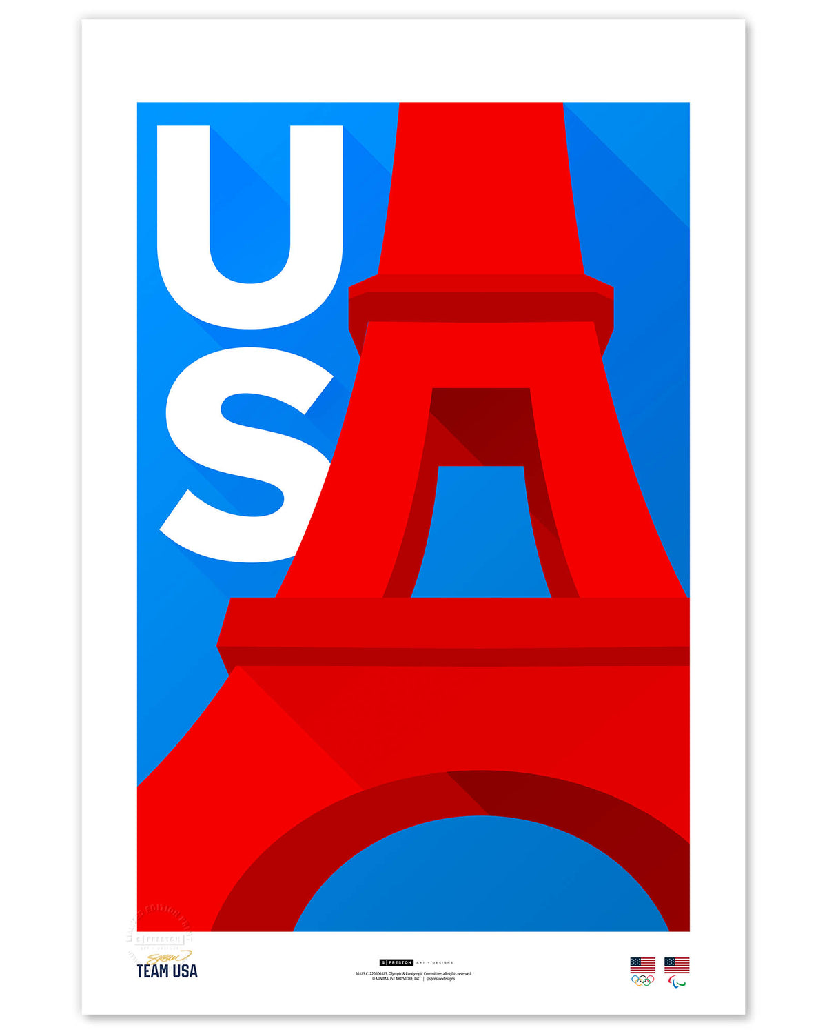 Minimalist Team USA 2024 Paris Limited Edition Print