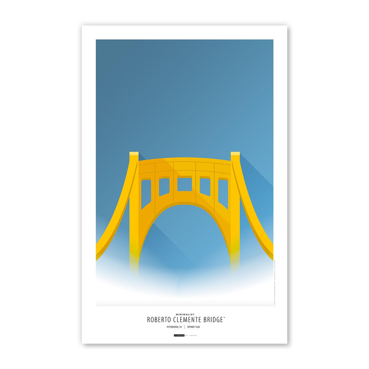 Minimalist Clemente Bridge Poster Print- Pittsburgh