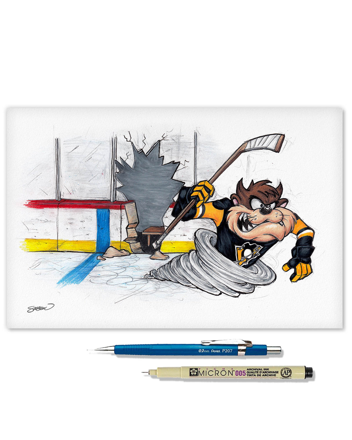 Tazmanian Line Change x NHL Penguins Tazmanian Devil Limited Edition Fine Art Print