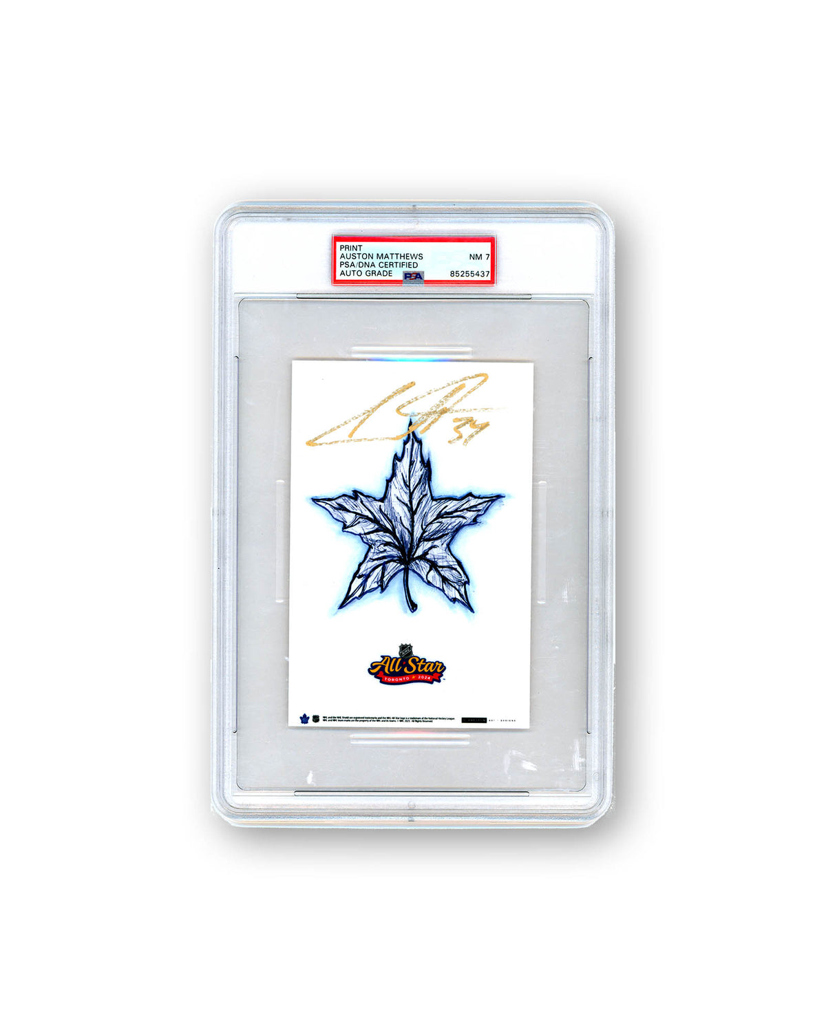 2024 NHL All-Star Game Sketch Art Card Slab Auston Matthews Autographed PSA 7