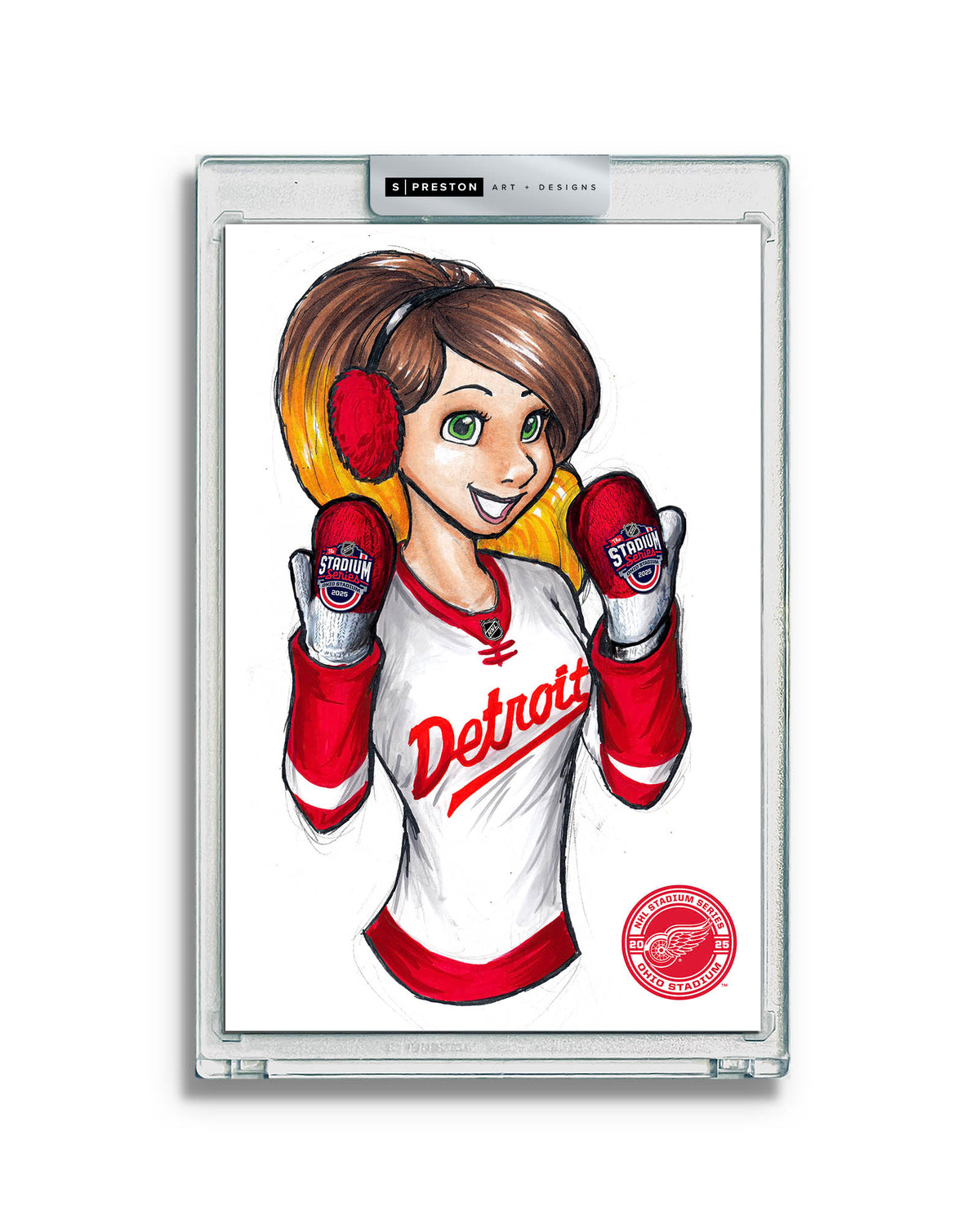 WinS® NHL Konni Mackenzie 2025 Stadium Series Limited Edition Art Card Slab - Red Wings