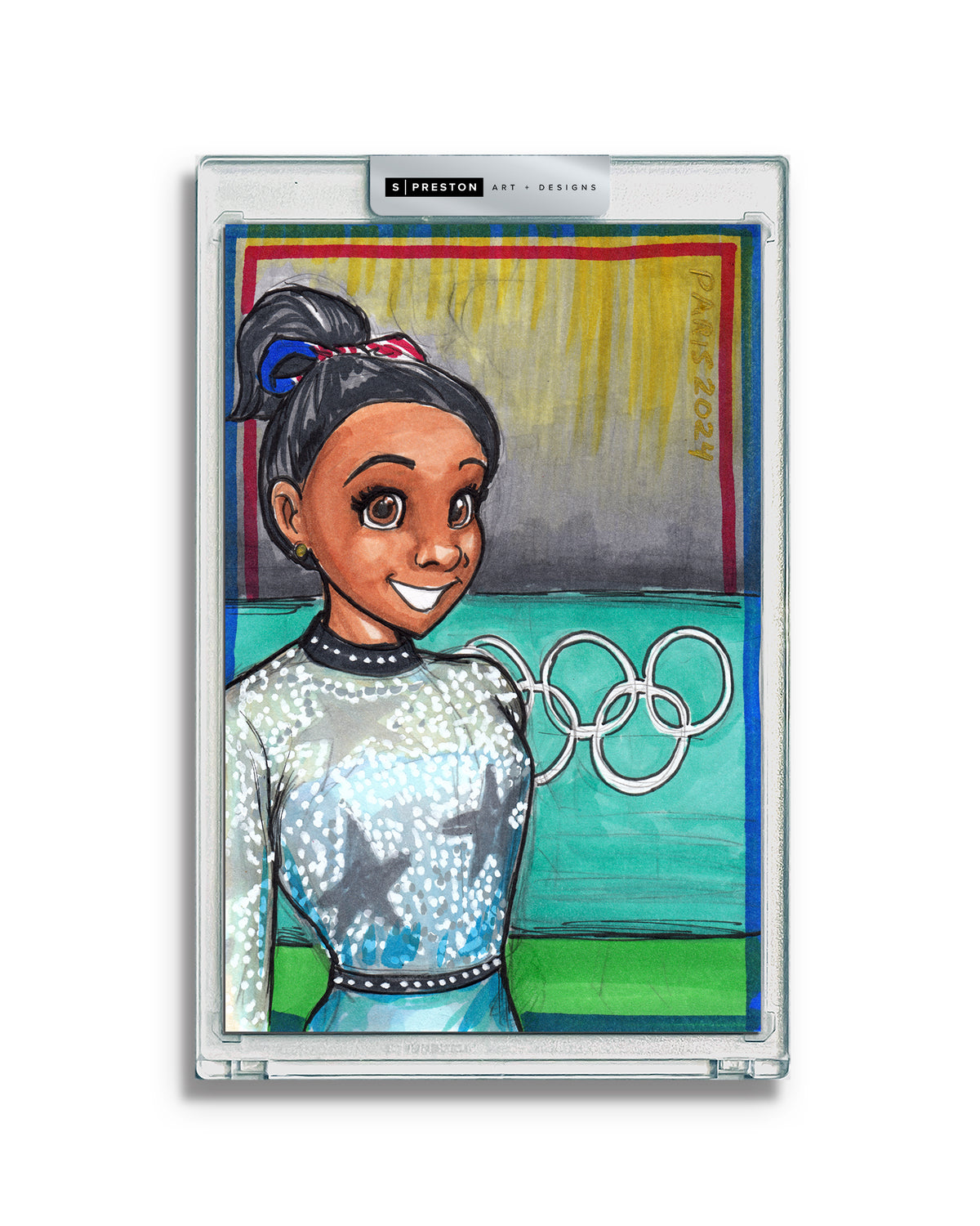 WinS® Every Day Simone Biles Original Art Card Slab 2024-07-28