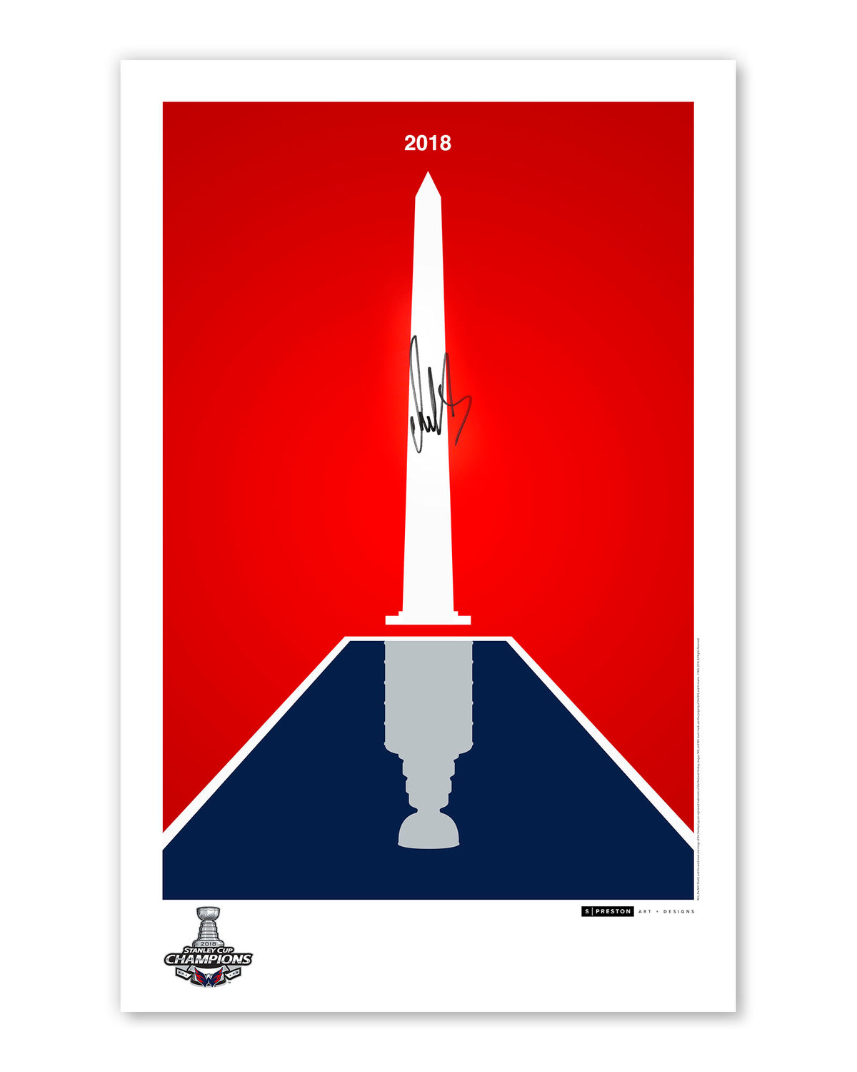 Minimalist 2018 Stanley Cup Poster Print - Alex Ovechkin Autographed  - Authenticated