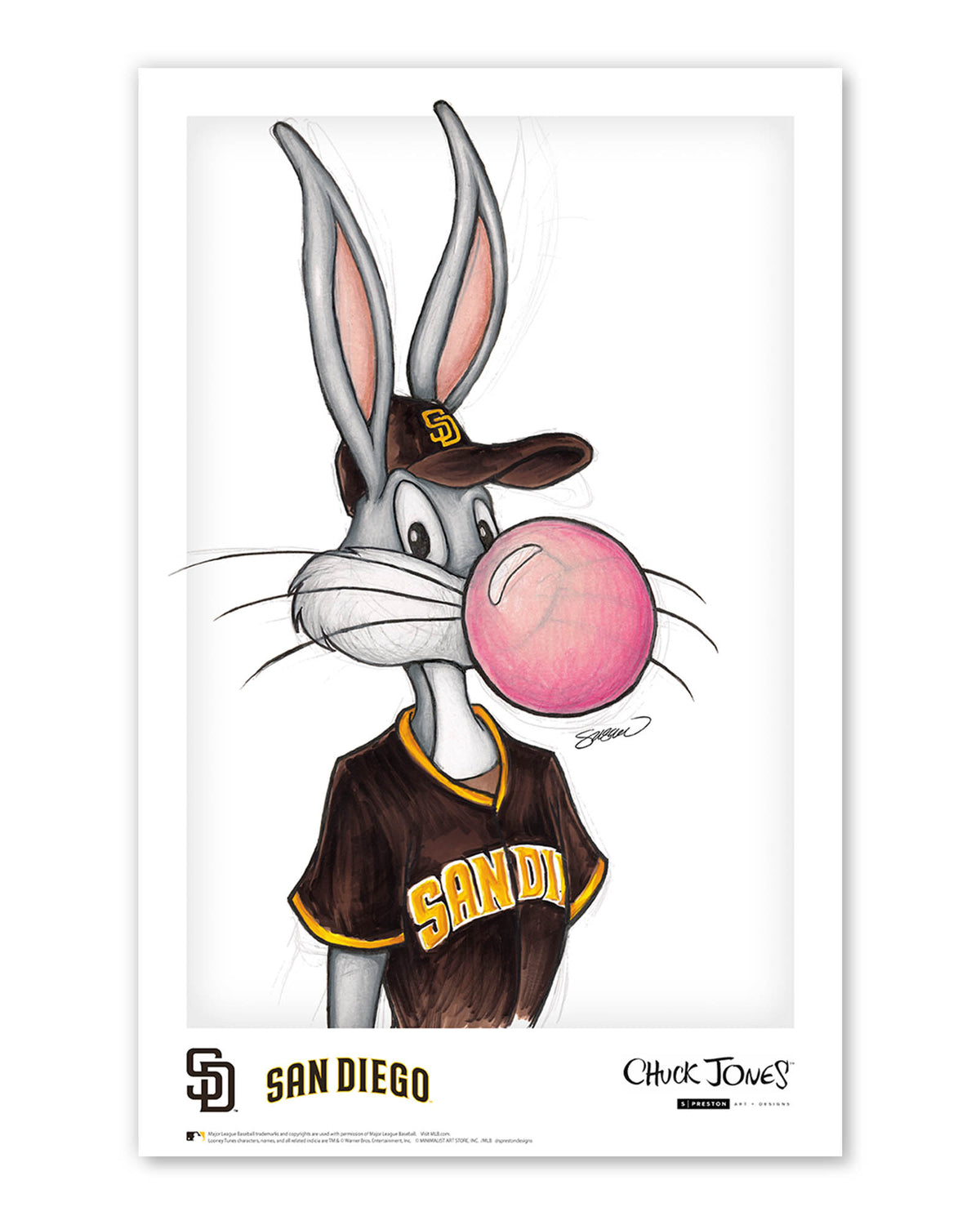 Bubblegum Bugs x MLB Padres Bugs Bunny Poster Print