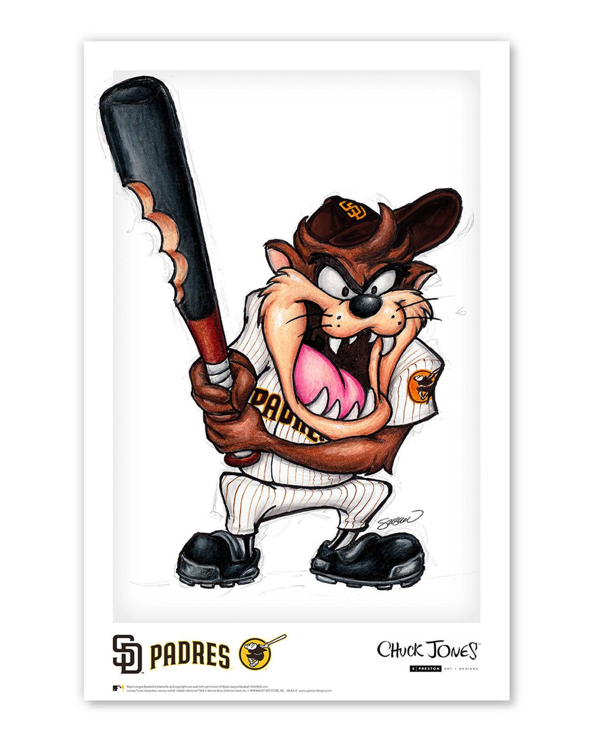Taz On Deck x MLB Padres Poster Print