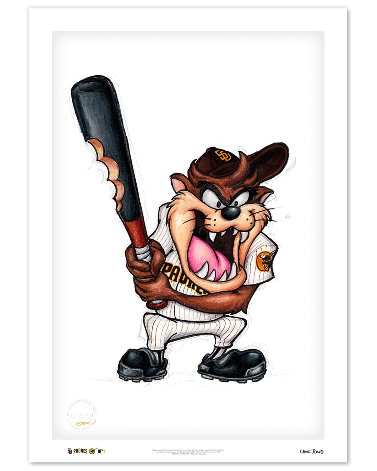 Taz On Deck x MLB Padres Limited Edition Fine Art Print