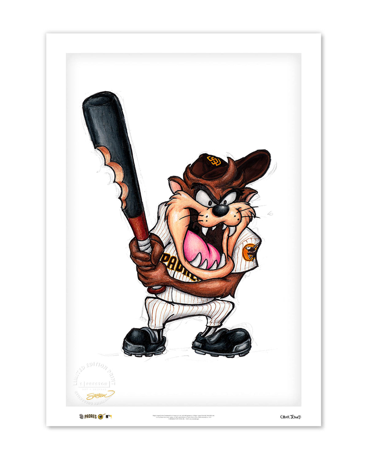 Taz On Deck x MLB Padres Limited Edition Fine Art Print