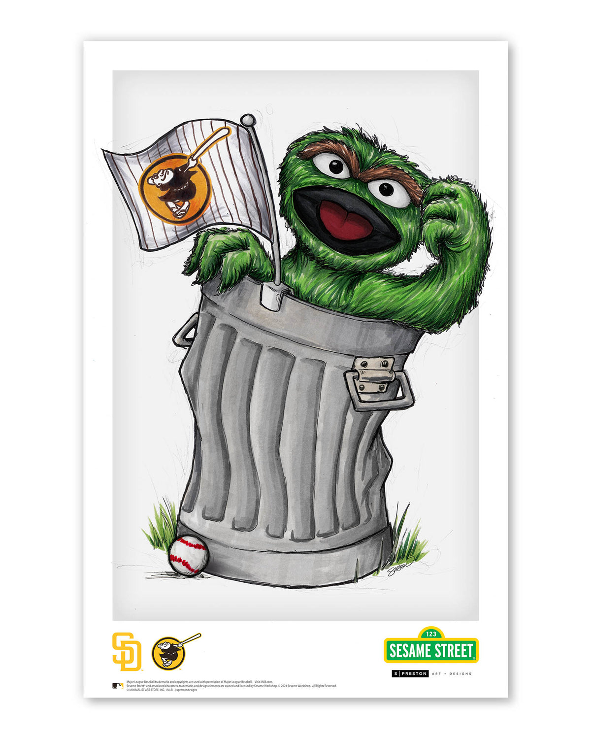 Oscar the Grouch x MLB Padres Poster Print