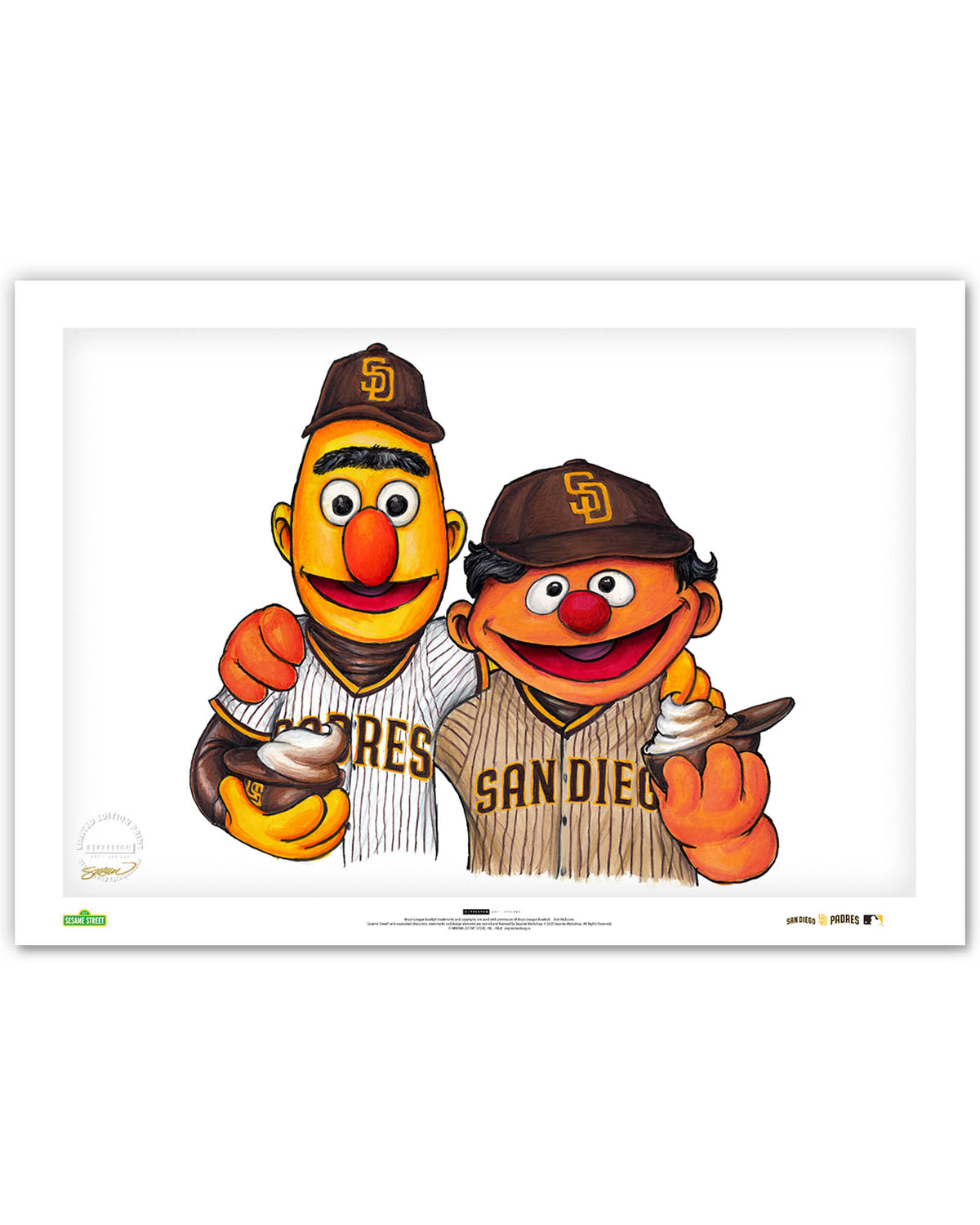 Bert and Ernie x MLB Padres Limited Edition Fine Art Print