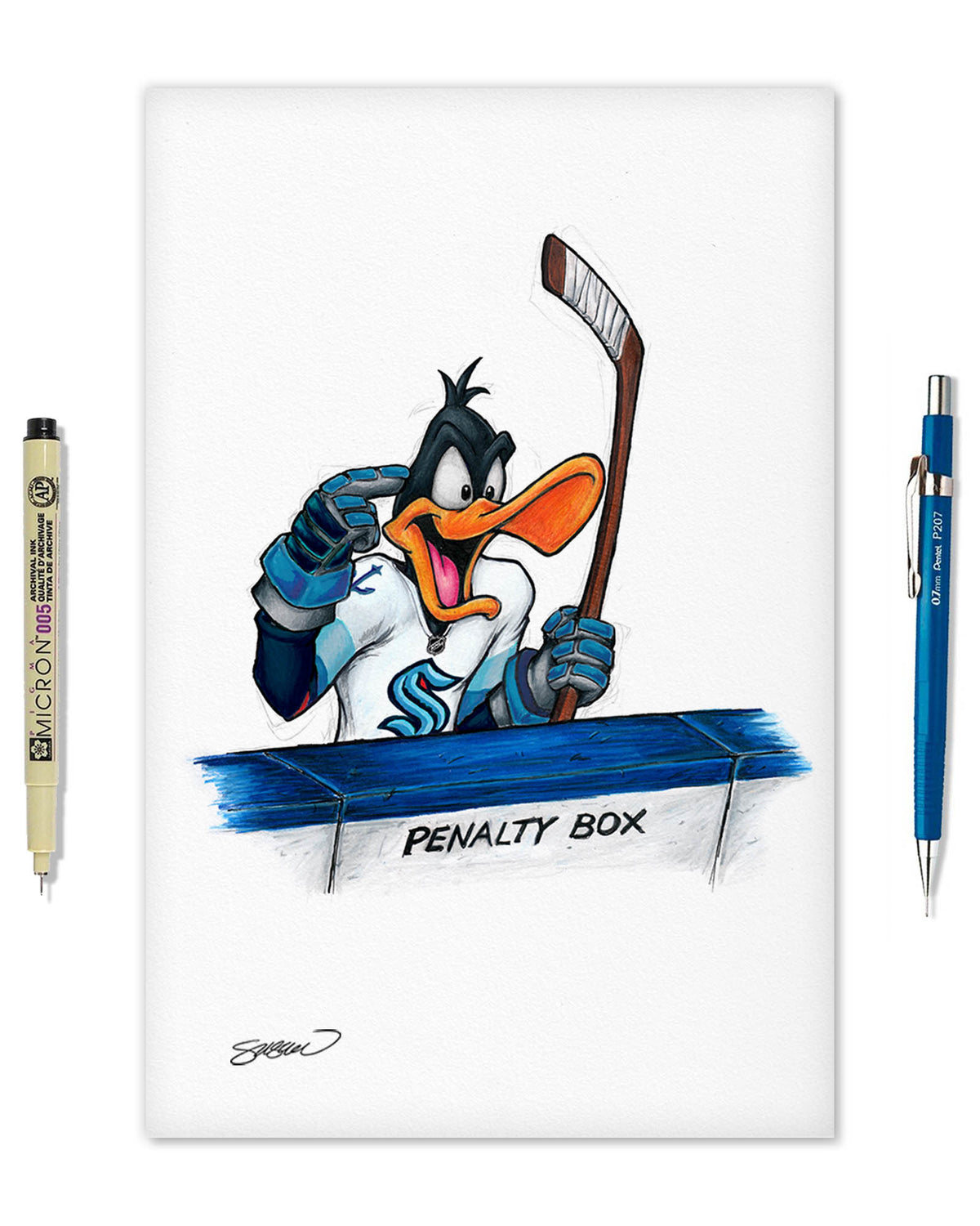 Duck Season Hockey Season x NHL Kraken Daffy Duck Limited Edition Fine Art Print