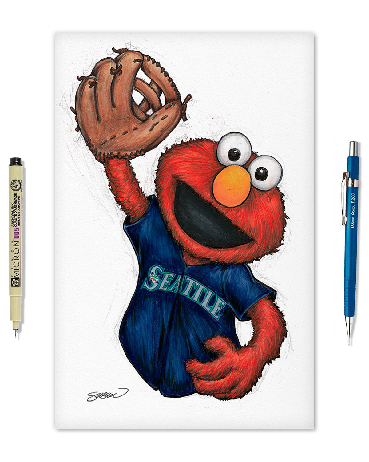ELMO x MLB Mariners Limited Edition Fine Art Print