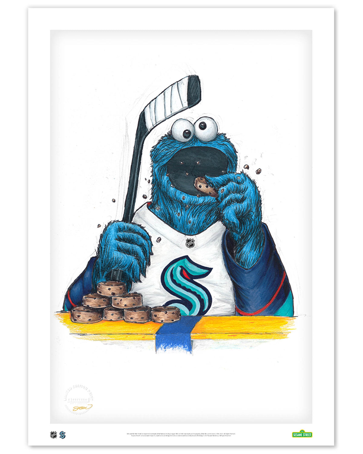 Cookie Monster x NHL Kraken Limited Edition Fine Art Print