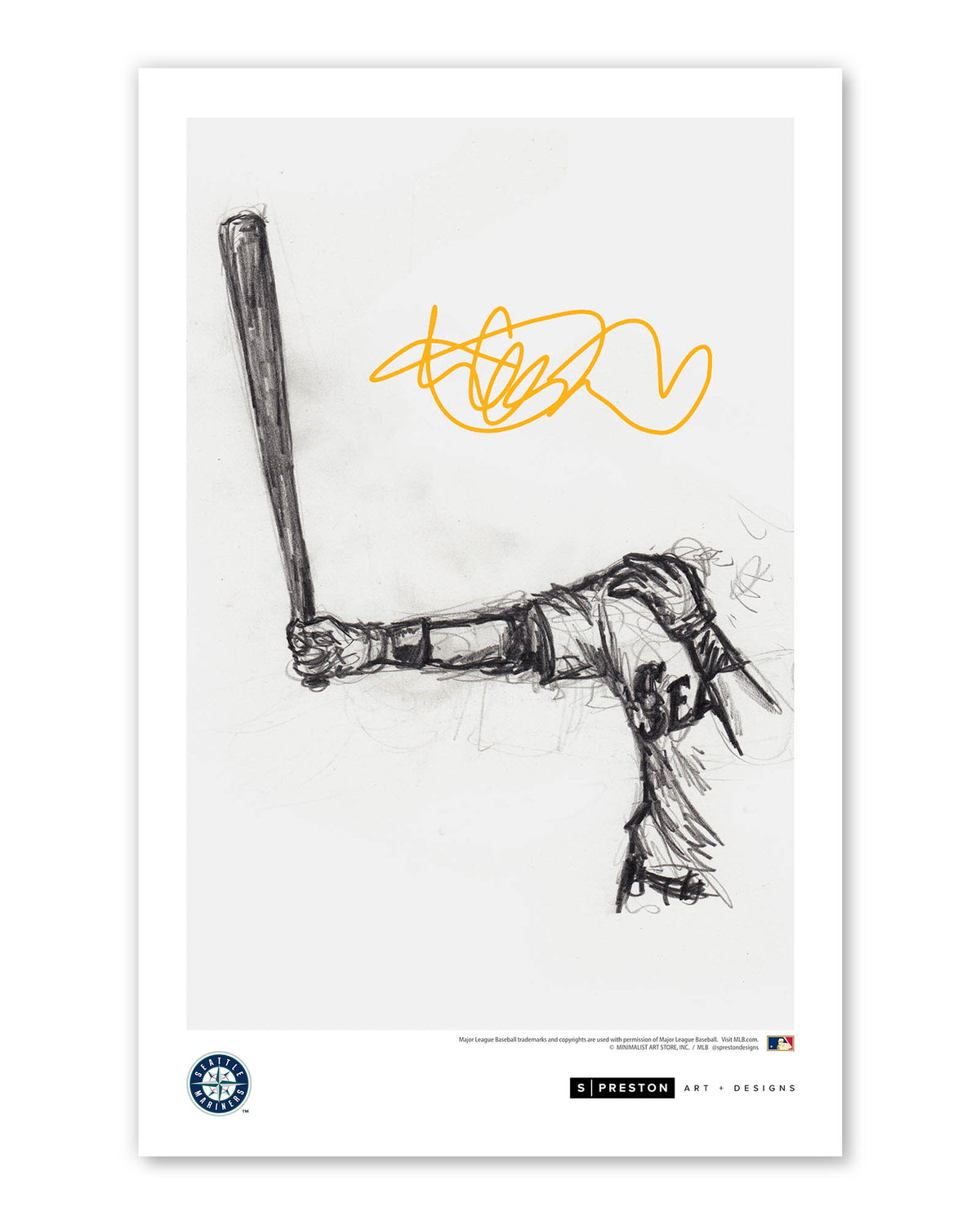 Welcome Back To Seattle Sketch - Ichiro Suzuki Autographed Print - Authenticated