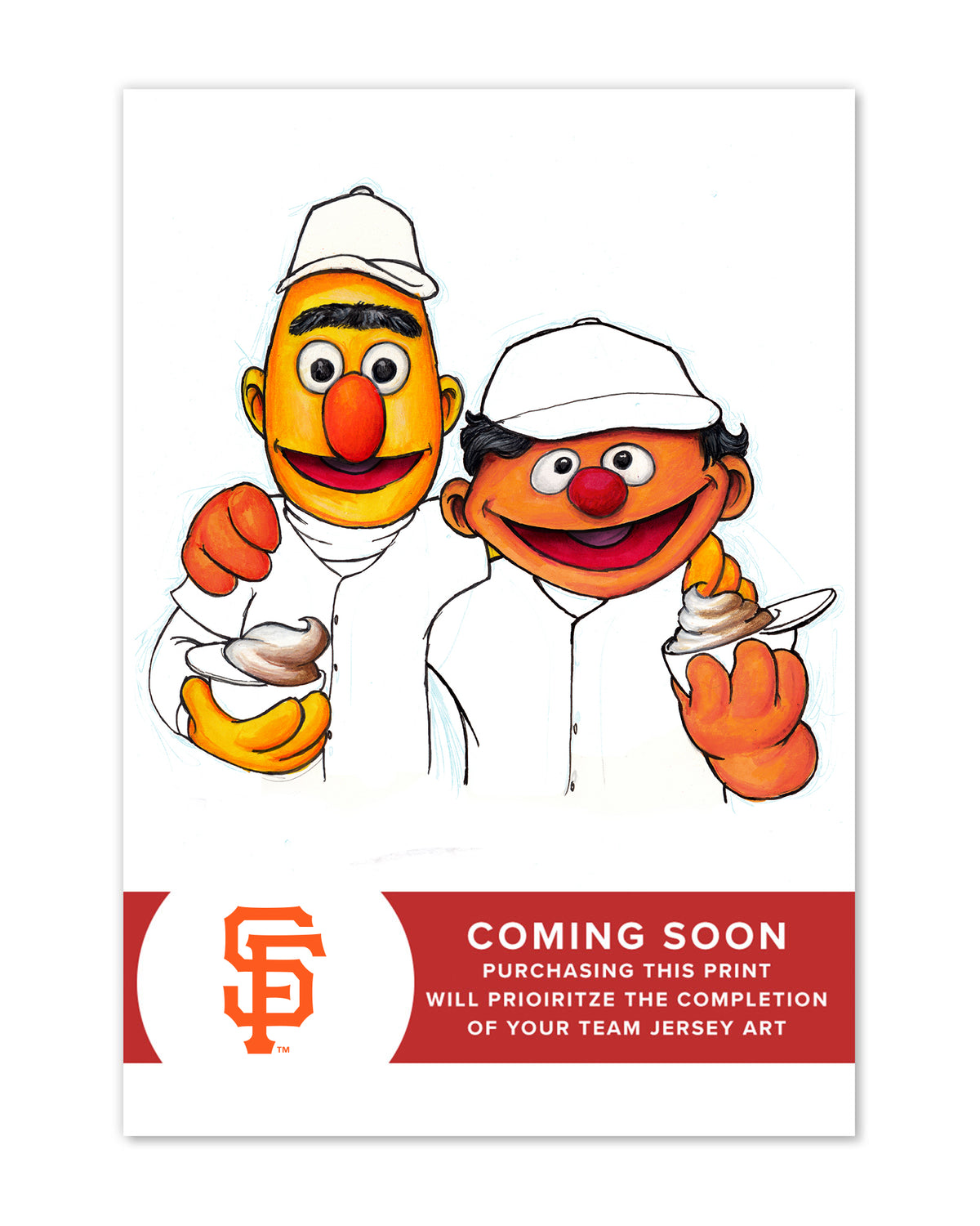 Bert and Ernie x MLB Giants Limited Edition Fine Art Print