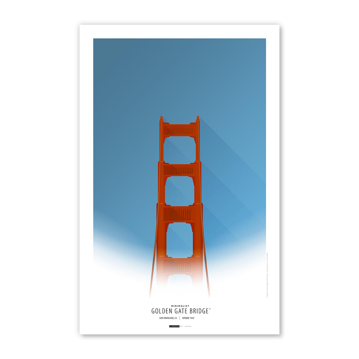 Minimalist Golden Gate Bridge Poster Print - San Francisco
