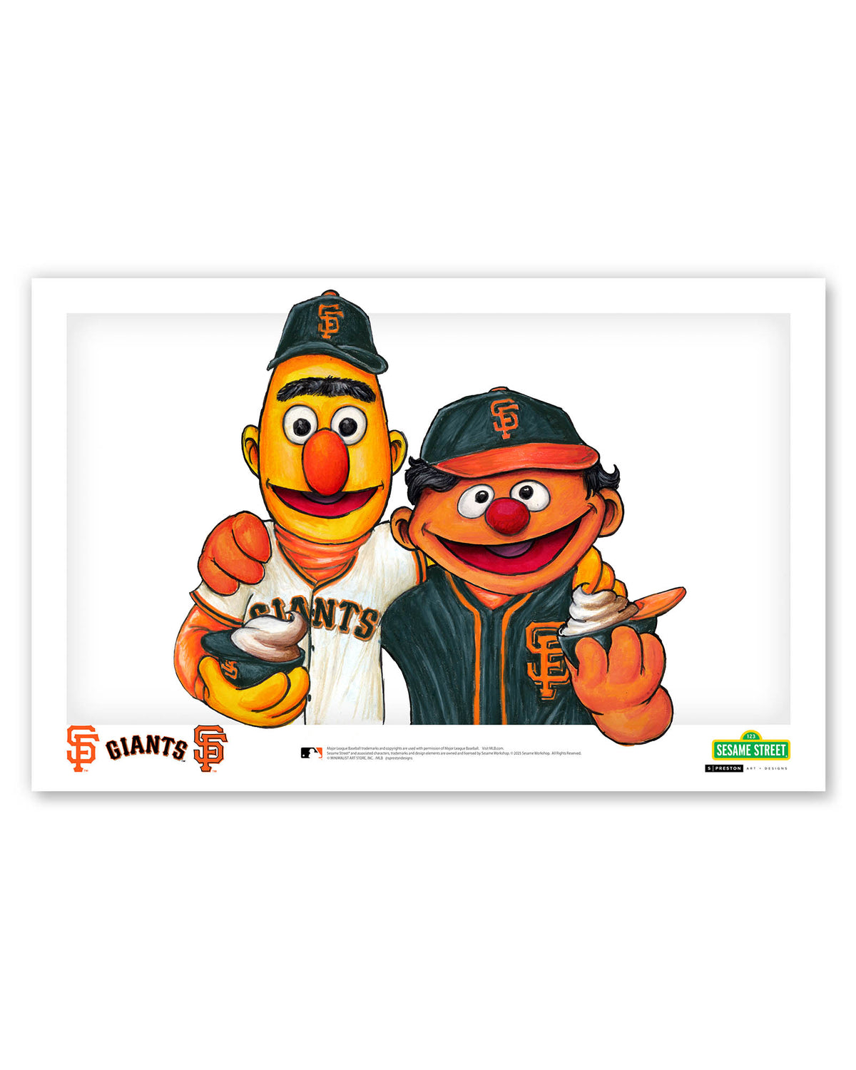 Bert and Ernie x MLB Giants Limited Edition Fine Art Print