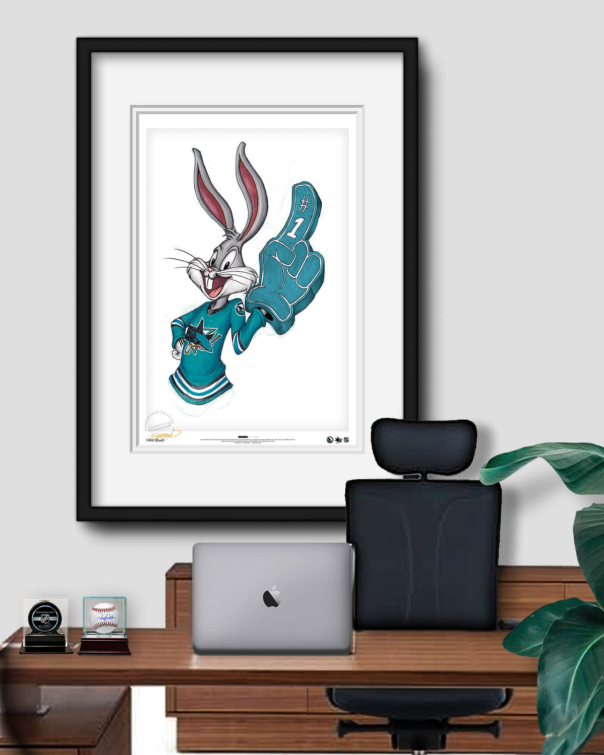 Rabbit Hockey Fan x NHL Sharks Bugs Bunny Limited Edition Fine Art Print