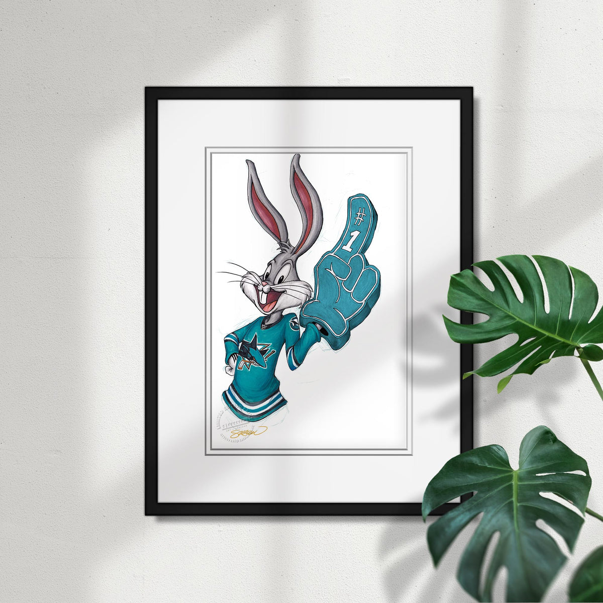 Rabbit Hockey Fan x NHL Sharks Bugs Bunny Limited Edition Fine Art Print