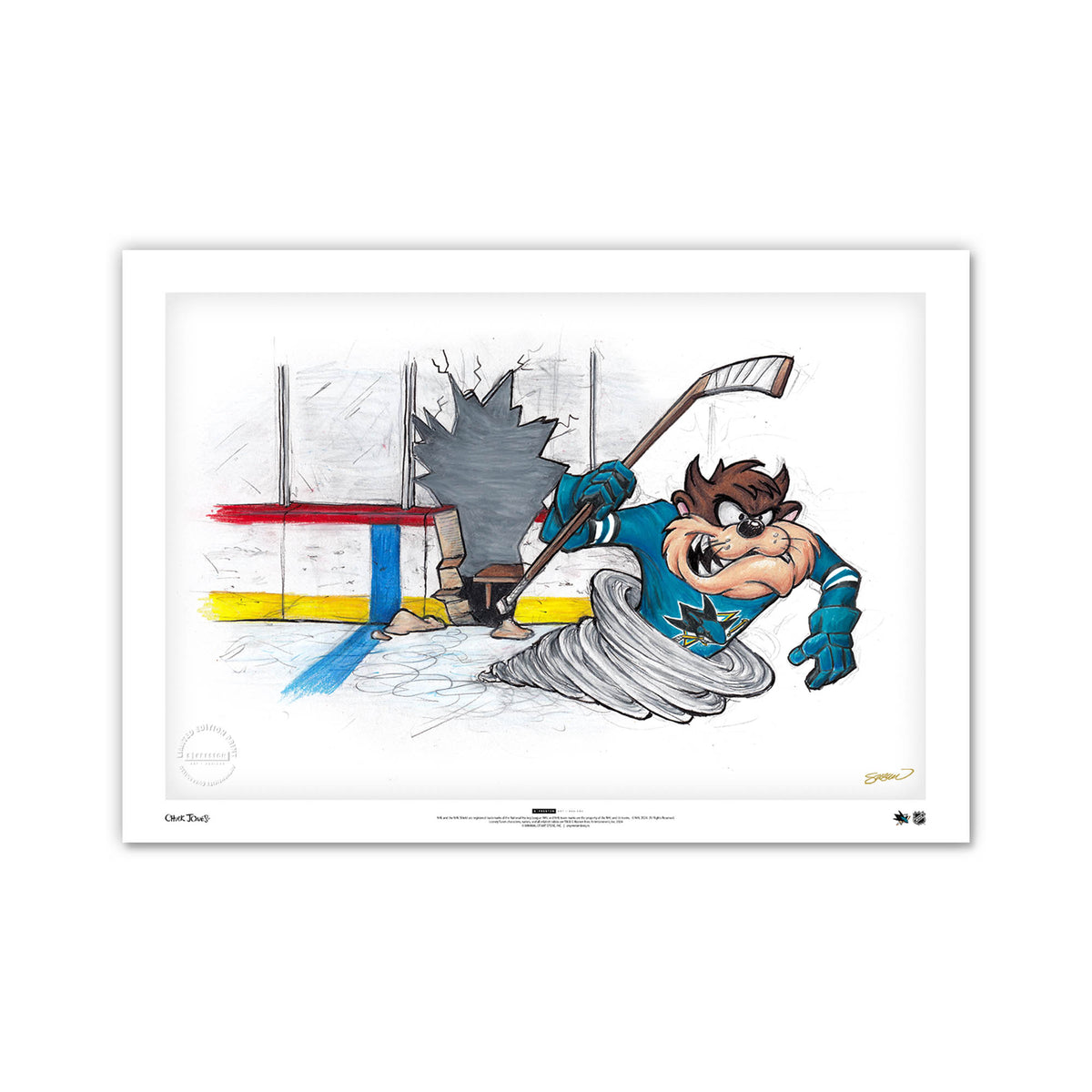 Tazmanian Line Change x NHL Sharks Tazmanian Devil Limited Edition Fine Art Print