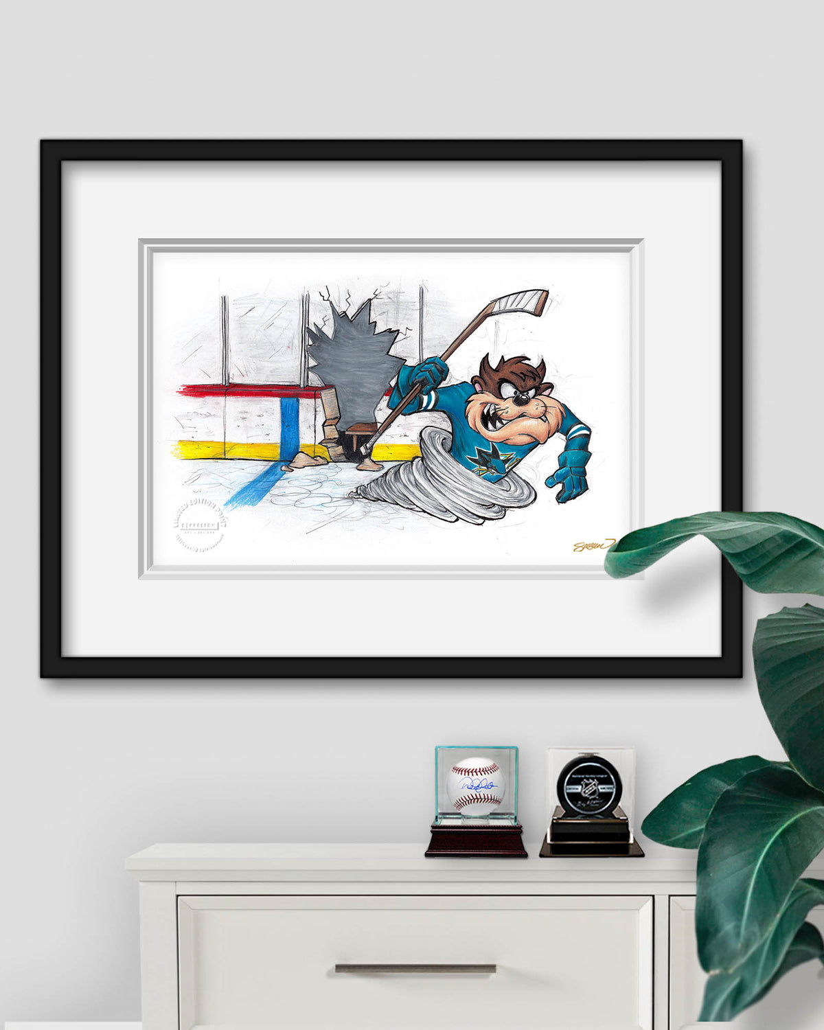 Tazmanian Line Change x NHL Sharks Tazmanian Devil Limited Edition Fine Art Print