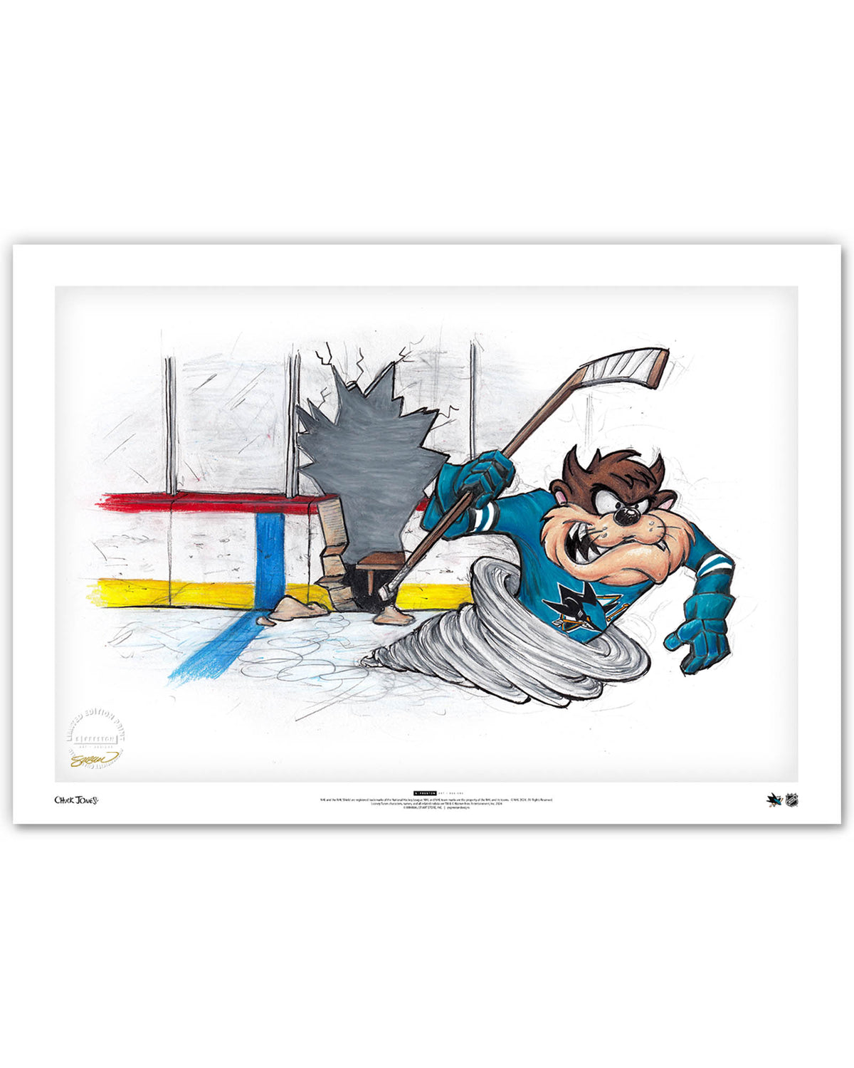 Tazmanian Line Change x NHL Sharks Tazmanian Devil Limited Edition Fine Art Print