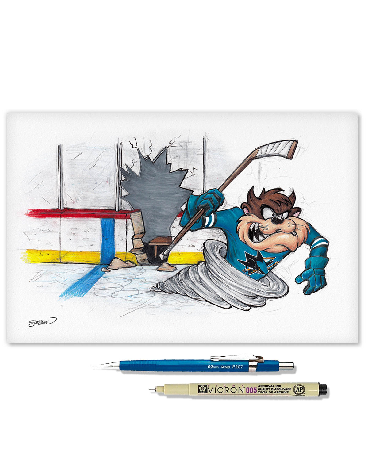 Tazmanian Line Change x NHL Sharks Tazmanian Devil Limited Edition Fine Art Print