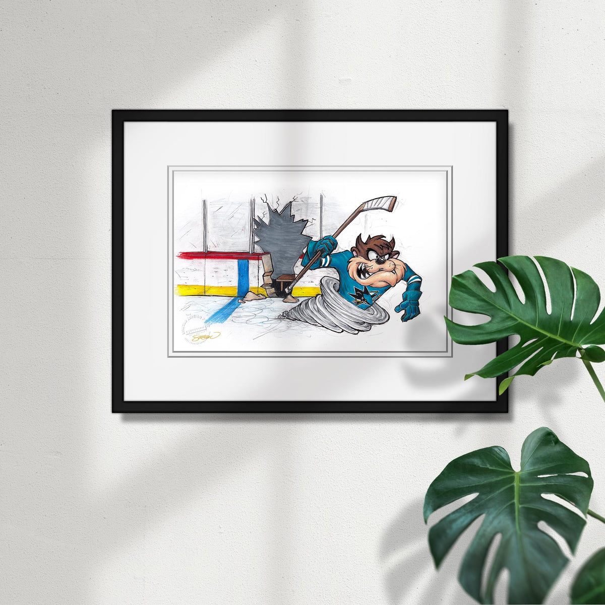 Tazmanian Line Change x NHL Sharks Tazmanian Devil Limited Edition Fine Art Print